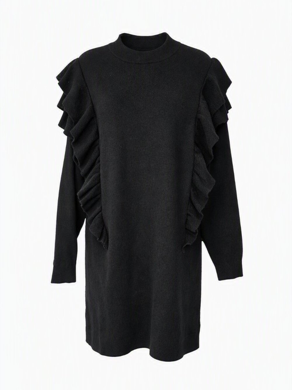Costes Studio Black Ruffle Knit Dress – Size XL